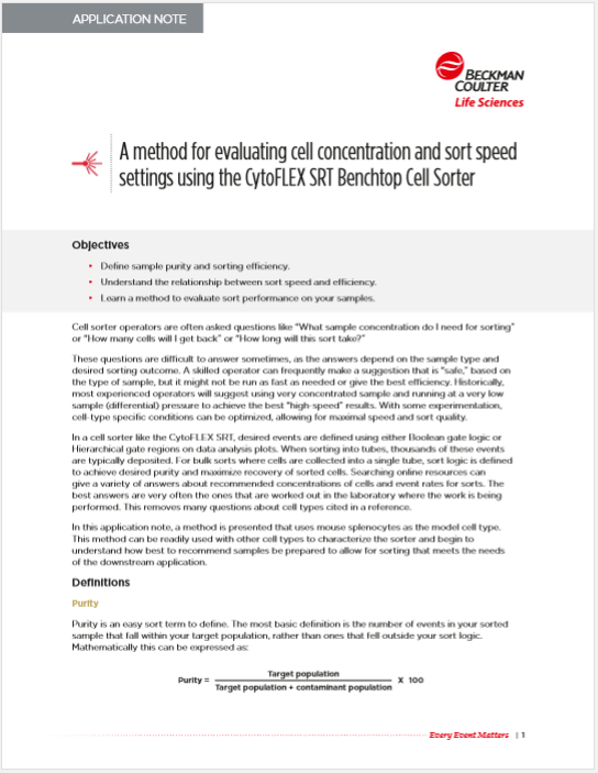 CytoFlex SRT - A method for evaluating cell concentration
