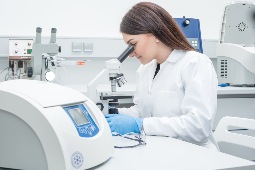 Sigma 1-14K, compact refrigerated microcentrifuge on a laboratory bench
