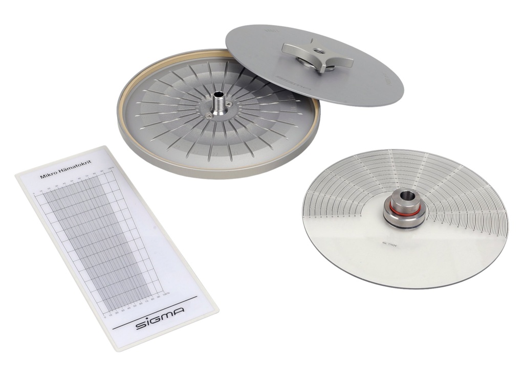 Sigma micro Haematocrit rotor 11024 with lid 17874 and evaluation card 17029