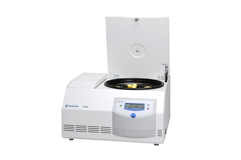 Sigma 3-16KL refrigerated benchtop centrifuge opened