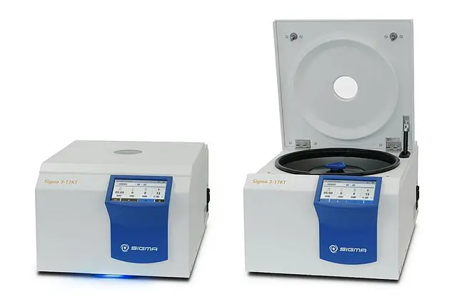 Sigma-3-17KT-tabletop-centrififuge-open-and-closed runing.webp